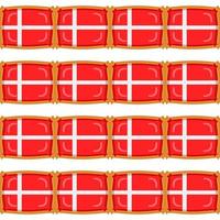 Pattern cookie with flag country Denmark in tasty biscuit vector