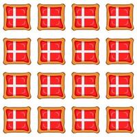 Pattern cookie with flag country Denmark in tasty biscuit vector