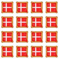 Pattern cookie with flag country Denmark in tasty biscuit vector