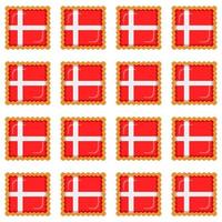 Pattern cookie with flag country Denmark in tasty biscuit vector