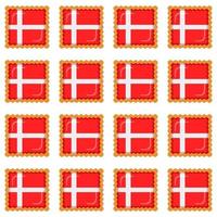 Pattern cookie with flag country Denmark in tasty biscuit vector