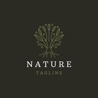 Tree line logo design template flat vector