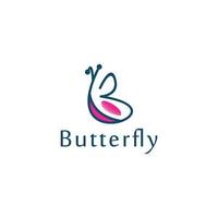 Butterfly logo. Luxury line logotype design. vector