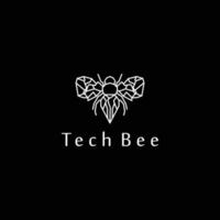 Tech bee logo design vector templatflat