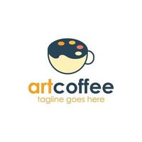 Art Coffee Logo Design Template with art icon and cup. Perfect for business, company, restaurant, mobile, app, etc vector