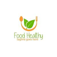 Food Healthy Logo Design Template with food icon and leaf. Perfect for business, company, mobile, app, restaurant, etc vector