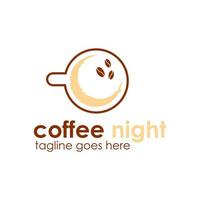 café noche logo diseño modelo con taza icono y Luna. Perfecto para negocio, compañía, móvil, aplicación, etc. vector