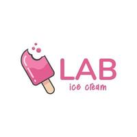 laboratorio hielo crema logo diseño modelo con hielo crema icono. Perfecto para negocio, compañía, móvil, aplicación, restaurante, etc vector