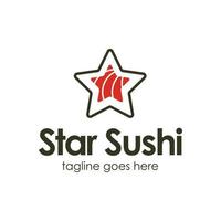 Star Sushi Logo Design Template with sushi icon and star. Perfect for business, company, mobile, app, restaurant, etc vector
