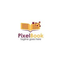 Pixel Book Logo Design Template with book icon and pixel. Perfect for business, company, restaurant, mobile, app, etc vector
