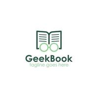 Geek Book Logo Design Template with book icon and glasses. Perfect for business, company, restaurant, mobile, app, etc vector
