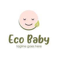 Eco Baby Logo Design Template with a baby icon and leaf. Perfect for business, company, mobile, app, etc. vector