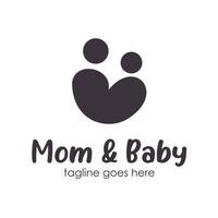 Mom and Baby Logo Design Template with a baby icon and mommy silhouette. Perfect for business, company, mobile, app, etc. vector