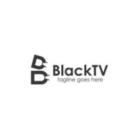 Black TV Logo Design Template with TV icon and letter B. Perfect for business, company, mobile, app, restaurant, etc vector