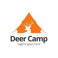 Deer Camp Logo Design Template with deer icon and badge. Perfect for business, company, mobile, app, zoo, etc. vector