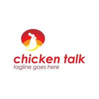 Chicken Talk Logo Design Template with chicken icon and bubble chat. Perfect for business, company, mobile, app, restaurant, etc vector