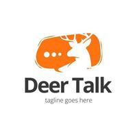 Deer Talk Logo Design Template with deer icon and bubble text. Perfect for business, company, mobile, app, zoo, etc. vector