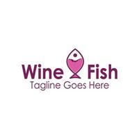 Wine Fish Logo Design Template with a fish icon and wine. Perfect for business, company, mobile, app, restaurant, etc vector