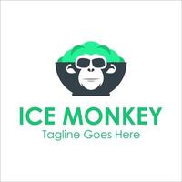 Ice Monkey Logo Design Template with monk icon and ice. Perfect for business, company, mobile, app, etc vector