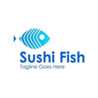 Sushi Fish Logo Design Template with a fish icon and sushi style. Perfect for business, company, mobile, app, restaurant, etc vector