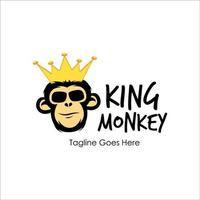 King Monkey Logo Design Template with monk icon and crown. Perfect for business, company, mobile, app, etc vector