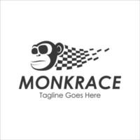 Monk Race Logo Design Template with monk icon and race flag. Perfect for business, company, mobile, app, etc vector