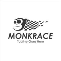 Monk Race Logo Design Template with monk icon and race flag. Perfect for business, company, mobile, app, etc vector