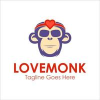 Love Monk Logo Design Template with monk icon and love. Perfect for business, company, mobile, app, etc vector