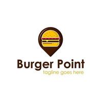 Burger Point Logo Design Template with burger icon and point. Perfect for business, company, restaurant, mobile, app, etc vector