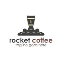 cohete café logo diseño modelo con taza café icono y cohete. Perfecto para negocio, compañía, móvil, aplicación, etc. vector