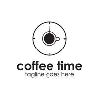 café hora logo diseño modelo con café icono y reloj. Perfecto para negocio, compañía, móvil, aplicación, etc. vector