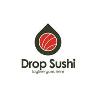 Drop Sushi Logo Design Template with the sushi icon and water drop. Perfect for business, company, mobile, app, restaurant, etc vector