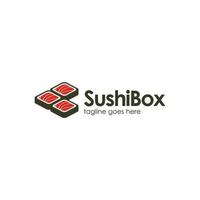 Sushi Box Logo Design Template with sushi icon and box. Perfect for business, company, mobile, app, restaurant, etc vector