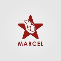 Marcel Meat Logo Design Template with meat icon. Perfect for business, company, mobile, app, restaurant, etc vector