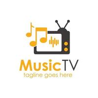 Music TV Logo Design Template with TV icon and music icon. Perfect for business, company, mobile, app, restaurant, etc vector