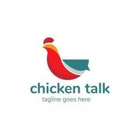 Chicken Talk Logo Design Template with chicken icon and bubble chat. Perfect for business, company, mobile, app, restaurant, etc vector