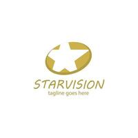Starvision Logo Design Template with star and emblem. Perfect for business, company, mobile, app, restaurant, etc vector