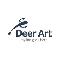 Deer Art Logo Design Template with deer icon and pen. Perfect for business, company, mobile, app, zoo, etc. vector