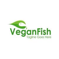 Vegan Fish Logo Design Template with a fish icon and leaf. Perfect for business, company, mobile, app, restaurant, etc vector