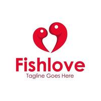 Fish Love Logo Design Template with a fish icon and love. Perfect for business, company, mobile, app, restaurant, etc vector