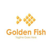 Golden Fish Logo Design Template with a fish icon and golden. Perfect for business, company, mobile, app, restaurant, etc vector