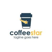 café estrella logo diseño modelo con taza icono y estrella. Perfecto para negocio, compañía, móvil, aplicación, etc. vector