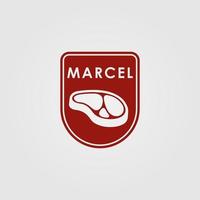 Marcel Meat Logo Design Template with meat icon. Perfect for business, company, mobile, app, restaurant, etc vector