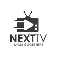 Next TV Logo Design Template with TV icon with speed. Perfect for business, company, mobile, app, restaurant, etc vector