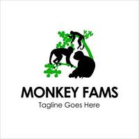 Monkey Fams Logo Design Template with monk icon and fams. Perfect for business, company, mobile, app, etc vector