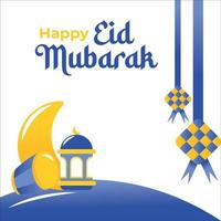 Eid Mubarak Idul Fitri Ornament and Background vector