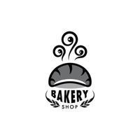 logo modelo para panadería o pastel comercio, con ilustración de calentar un pan. vector