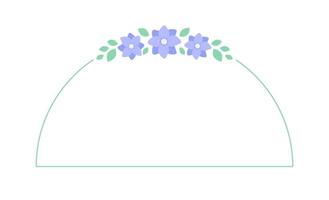 Lavender floral arch frame template. Geometric border with vine and flower pattern. Vector rounded border with space for text.