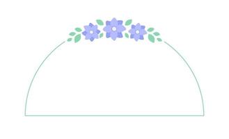 Lavender floral arch frame template. Geometric border with vine and flower pattern. Vector rounded border with space for text.