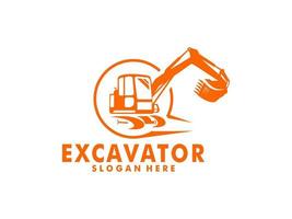 Excavator construction logo design, excavator logo element heavy equipment work. transportation vehicle mining vector